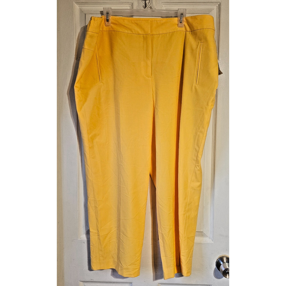 Bar III Pants Women Yellow Slim Ankle Pull On Stretch NWT 18W
